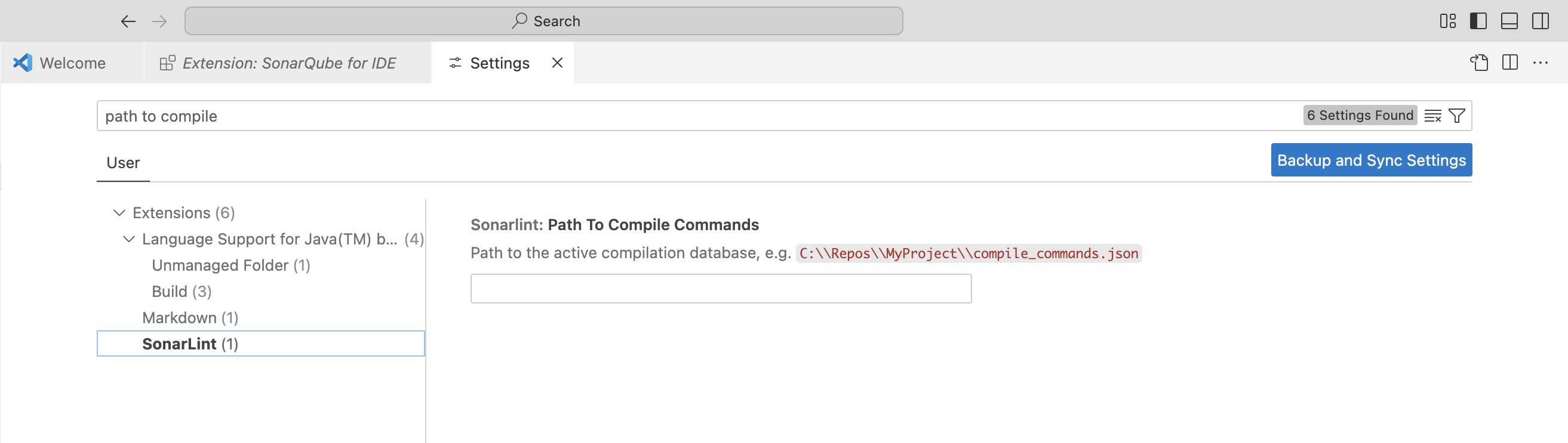 SonarQube for VS Code needs to know where your C and C++ code is being compiled to in order to complete the analysis.