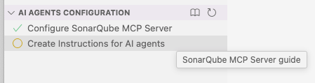 The Create instructions for AI agents action in SonarQube for VS Code.